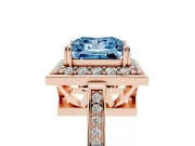 Princess Cut Halo Engagement Ring Setting for a Fancy Blue Lab-Grown Diamond | Polished Halo Rim | Rose Gold