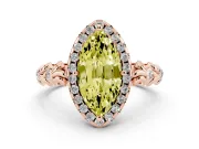 Marquise Leaf Halo Engagement Ring Setting for a Fancy Yellow Lab-Grown Diamond | Rose Gold
