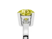Round Solitaire Engagement Ring Setting for a Fancy Yellow Lab-Grown Diamond | Flat Tab Prongs | Sterling Silver