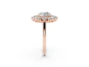 Round Floral Double Halo Engagement Ring Setting | Plain Band | Rose Gold