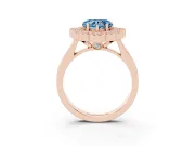 Heart-Shaped Milgrain Cluster Halo Engagement Ring Setting for a Fancy Blue Lab-Grown Diamond | Plain Band | Rose Gold