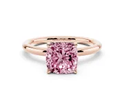 Cushion Cut Hidden Halo Ring Setting for a Fancy Pink Lab-Grown Diamond | Rose Gold