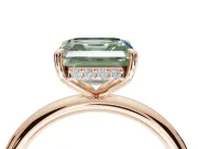 Asscher Cut Hidden Halo Ring Setting for a Fancy Green Lab-Grown Diamond | Rose Gold