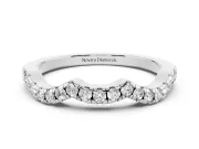 Round Diamond Curved Pavé Wedding Band Set in Silver with Nesting Profile