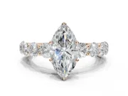 Marquise Side Stone Engagement Ring Setting | Scalloped Prong Accents | Rose Gold