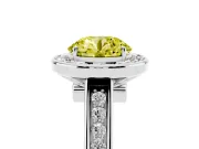 Round Rimmed Halo Engagement Ring Setting for a Fancy Yellow Lab-Grown Diamond | White Gold