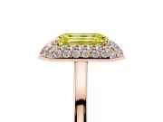 Emerald Cut Pave Halo Engagement Ring Setting for a Fancy Yellow Lab-Grown Diamond | Slim Plain Band | Rose Gold