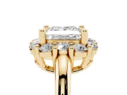 Princess Cut Cluster Halo Engagement Ring Setting | Large Round Accents | Yellow Gold
