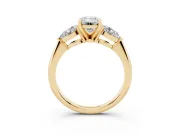 Emerald Cut Three-Stone Engagement Ring Setting | Pear Side Stones | Yellow Gold