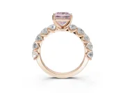 Princess Cut Side Stone Engagement Ring Setting for a Fancy Pink Lab-Grown Diamond | Scalloped Prong Accents | Rose Gold