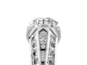 Round Cut Diamond Vintage-Inspired Milgrain Ring Set in Silver with Accent Split Shank
