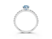 Pear-Shaped Pave Solitaire Engagement Ring Setting for a Fancy Blue Lab-Grown Diamond | Shared Prong Band | Platinum