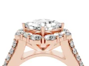 Princess Cut Diamond Halo Engagement Ring Set in Rose gold with Split Shank and Prong Setting