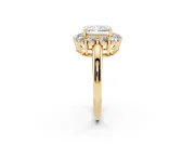Radiant Cut Cluster Halo Engagement Ring Setting | Large Round Accents | Yellow Gold