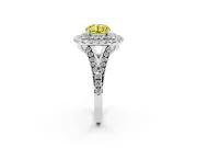 Round Halo Split Shank Engagement Ring Setting for a Fancy Yellow Lab-Grown Diamond | Pavé Strands | Sterling Silver