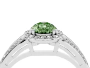 Pear-Shaped Halo Engagement Ring Setting for a Fancy Green Lab-Grown Diamond | Two-Row Pave Split Shank | White Gold