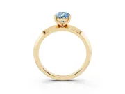 Fancy Blue Pear Cut Diamond Solitaire Engagement Ring Set in Yellow gold with Flat Band and Prong Setting