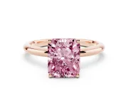 Radiant Cut Micro-Prong Hidden Halo Engagement Ring Setting for a Fancy Pink Lab-Grown Diamond | Plain Band | Rose Gold