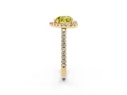 Heart-Shaped Pave Halo Engagement Ring Setting for a Fancy Yellow Lab-Grown Diamond | Pave Band | Yellow Gold