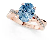 Oval Twist Engagement Ring Setting for a Fancy Blue Lab-Grown Diamond | Crossover Band | Rose Gold