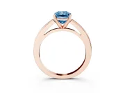 Fancy Blue Radiant Cut Diamond Solitaire Ring Set in Rose gold with Prong Setting and Classic Band