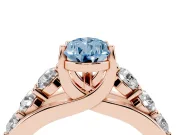 Pear-Shaped Graduated Engagement Ring Setting for a Fancy Blue Lab-Grown Diamond | Rose Gold