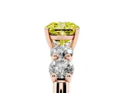 Cushion Cut Five Stone Engagement Ring Setting for a Fancy Yellow Lab-Grown Diamond | Prong Set Side Stones | Rose Gold