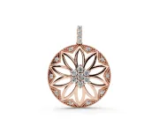 Round Lab-Grown Diamond Cluster Flower Pendant Necklace | Milgrain Frame | Rose Gold