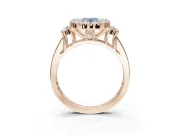 Oval Halo Engagement Ring Setting for a Fancy Blue Lab-Grown Diamond | Side Clusters | Rose Gold