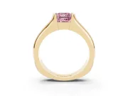 Princess Cut Half Bezel Solitaire Engagement Ring Setting for a Fancy Pink Lab-Grown Diamond | Wide Band | Yellow Gold