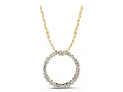 Round Lab-Grown Diamond Small Eternity Circle Pendant Necklace | Prong Set | Yellow Gold