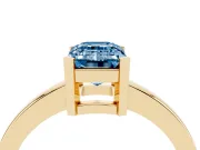 Emerald Cut Solitaire Engagement Ring Setting for a Fancy Blue Lab-Grown Diamond | Flat Tab Prongs | Yellow Gold