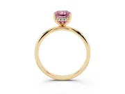 Radiant Cut Hidden Halo Engagement Ring Setting for a Fancy Pink Lab-Grown Diamond | Plain Band | Yellow Gold