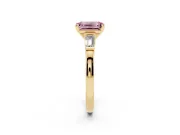 Emerald Cut Three-Stone Engagement Ring Setting for a Fancy Pink Lab-Grown Diamond | Tapered Baguettes | Yellow Gold