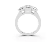 Radiant Cut Three Stone Engagement Ring Setting | Large Side Stones | Platinum