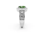 Oval Scalloped Halo Engagement Ring Setting for a Fancy Green Lab-Grown Diamond | Double Row Band | White Gold
