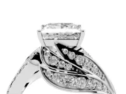 Princess Cut Diamond Solitaire Ring Set in Silver with Layered Twist Pavé Band