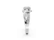 Cushion Cut Bypass Solitaire Engagement Ring Setting | Pavé and Plain Strands | White Gold