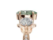 Oval Three Stone Engagement Ring Setting for a Fancy Green Lab-Grown Diamond | Tapered Pave Band | Rose Gold