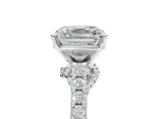 Asscher Cut Pavé Solitaire Engagement Ring Setting | Crossover Gallery | Sterling Silver