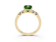 Fancy Green Princess Cut Diamond Five-Stone Prong Set Engagement Ring Set in Yellow gold with Channel Band