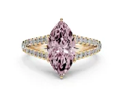 Marquise Graduated Split Shank Engagement Ring Setting for a Fancy Pink Lab-Grown Diamond | Yellow Gold