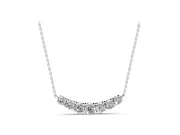 Round Lab-Grown Diamond Graduated Curved Bar Necklace | Prong Set | White Gold