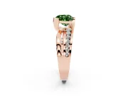 Heart-Shaped Graduated Bypass Engagement Ring Setting for a Fancy Green Lab-Grown Diamond | Split Shank | Rose Gold