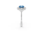 Cushion Cut Cluster Engagement Ring Setting for a Fancy Blue Lab-Grown Diamond | White Gold