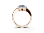 Radiant Cut Vintage Halo Engagement Ring Setting for a Fancy Blue Lab-Grown Diamond | Milgrain Channel Band | Rose Gold
