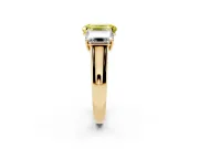 Emerald Cut Three Stone Engagement Ring Setting for a Fancy Yellow Lab-Grown Diamond | Basket Prong Heads | Yellow Gold