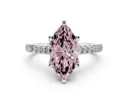 Marquise Hidden Halo Pave Engagement Ring Setting for a Fancy Pink Lab-Grown Diamond | Claw Prongs | Sterling Silver