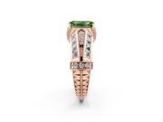 Emerald Cut Vintage Milgrain Engagement Ring Setting for a Fancy Green Lab-Grown Diamond | Hidden Halo | Rose Gold