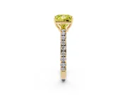 Princess Cut Pave Engagement Ring Setting for a Fancy Yellow Lab-Grown Diamond | Shared Prong Band | Yellow Gold